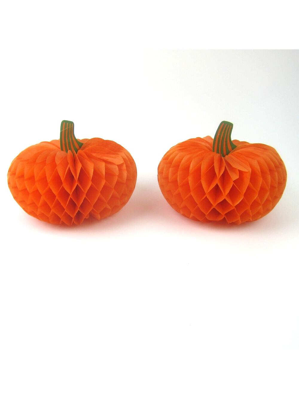 2 Vintage Honeycomb Pumpkins 6" Halloween Fall Autumn Decor Table Centerpieces